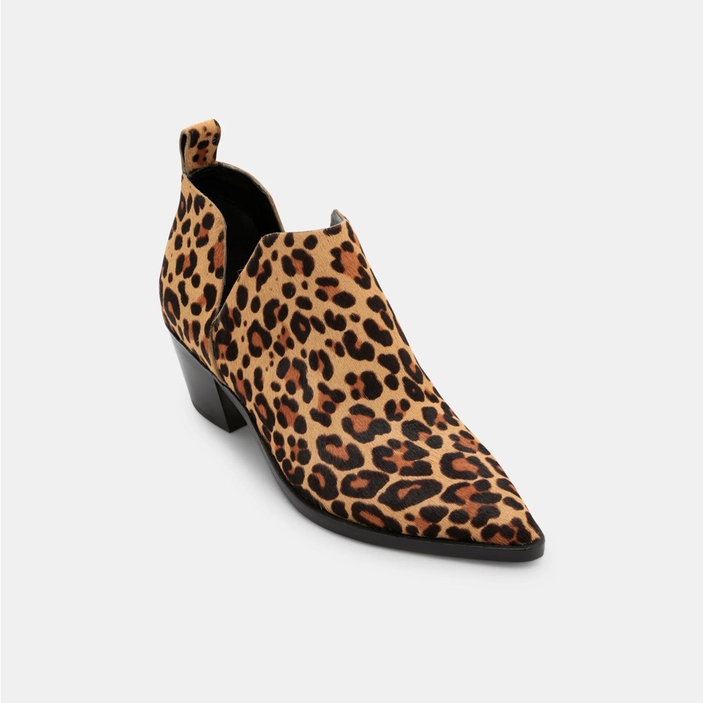 Dolce Vita Sonni Calf Hair Leopard Print Ankle Booties